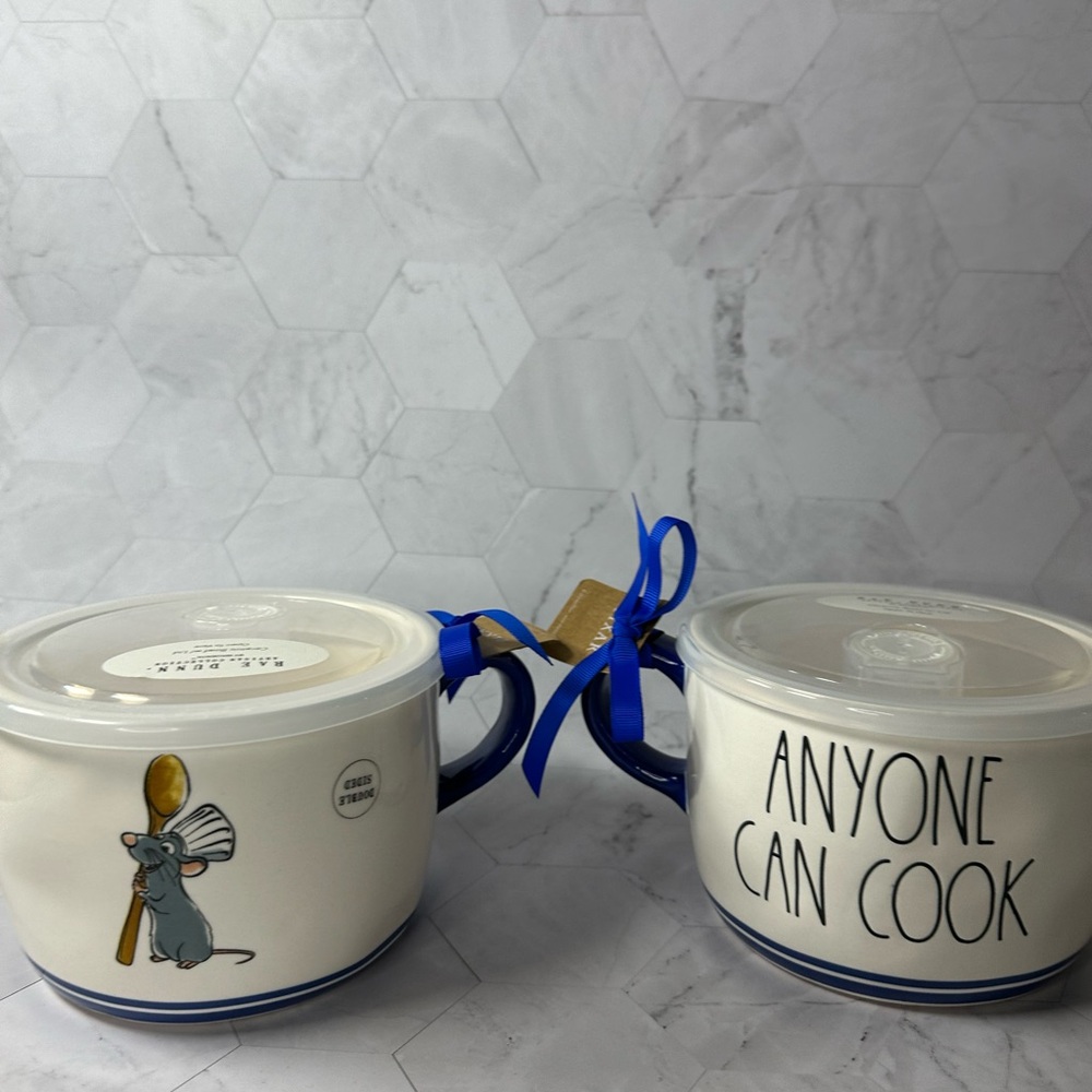 New Set of Rae Dunn x Pixar’s Ratatouille white ceramic vented lid Soup Bowl